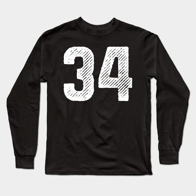 Rough Number 34 Long Sleeve T-Shirt by colorsplash